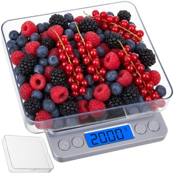 Digital Kitchen Scale Ruhhy 26507, 2000g/0.1g Precision Food Scale with 2 Trays