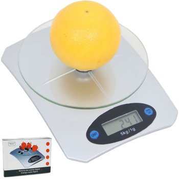 Electronic Kitchen Scale with Glass Platform and LCD Display, Precise up to 5 kg, 1 g