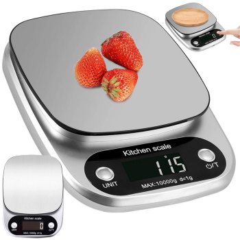 Digital Kitchen Scale with LCD Display, 10kg Capacity 1g Precision, Silver