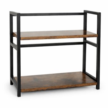 2-Tier Kitchen Counter Shelf Organizer for Spices and Jars, Rustic Brown