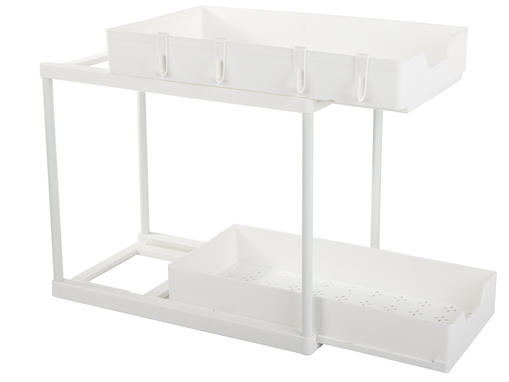 Pull-out spice rack kitchen organizer with 2 shelves, white (2)