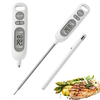Digital Kitchen Meat Thermometer with LCD Display, White