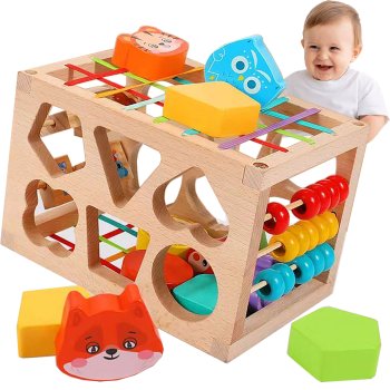 Wooden Block Sorter Montessori Sensory Cube