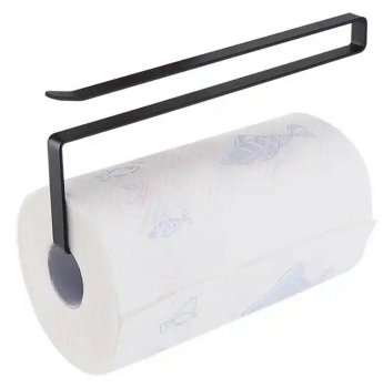 Kitchen Roll Holder Under Shelf Paper Towel Rack Over Door, Black