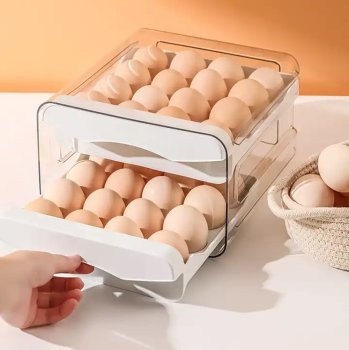 Egg Container Box, White/Transparent