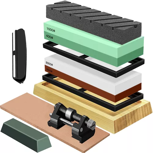 RUHHY 23763 Knife Sharpening Kit with 2 Whetstones and Accessories