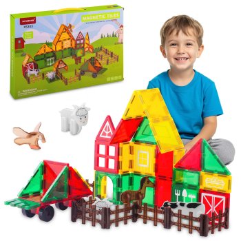 Educational Magnetic Tiles Building Set, Farm Animals Theme Ricokids RK-781