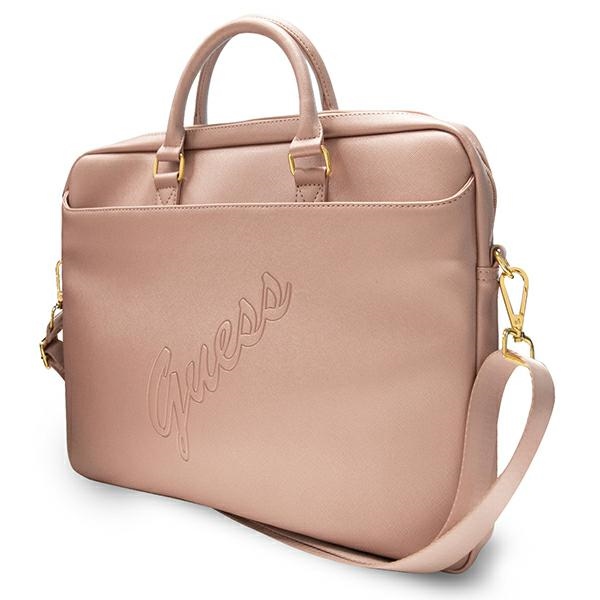 Guess Saffiano Script 16\" Laptop Bag - Pink (0)