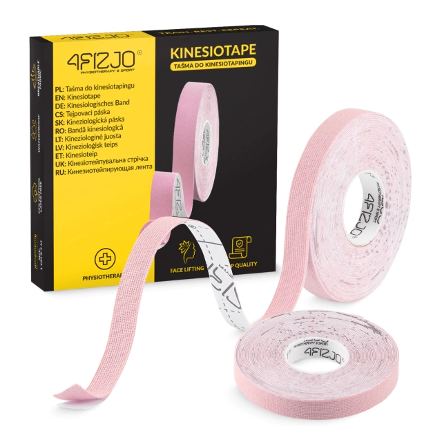4FIZJO Kinesiology Face Tape 5 m x 1 cm, Light Pink