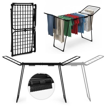 Extendable Clothes Drying Rack 27m Large Capacity Folding Laundry Stand, Black