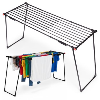 Expandable Clothes Drying Rack ModernHome 19m Telescopic Folding Laundry Stand, black