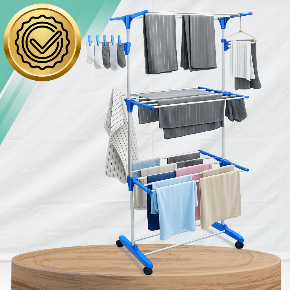 Large Vertical Foldable Clothes Drying Rack with Wheels (1)