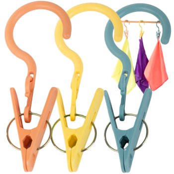 Clip with hook set of 3 pieces for laundry drying buckle