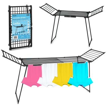 Massido Lydia Extendable Foldable Clothes Drying Rack 27 m, black