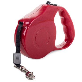 Retractable Dog Leash with Lock 5m Tape for Dogs up to 15kg, Red