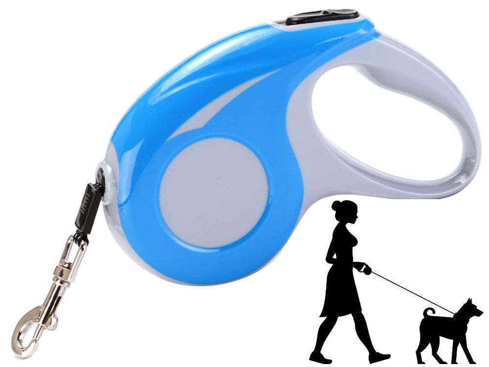 Automatic retractable dog leash with tape and lock, 5m, up to 15kg (1)