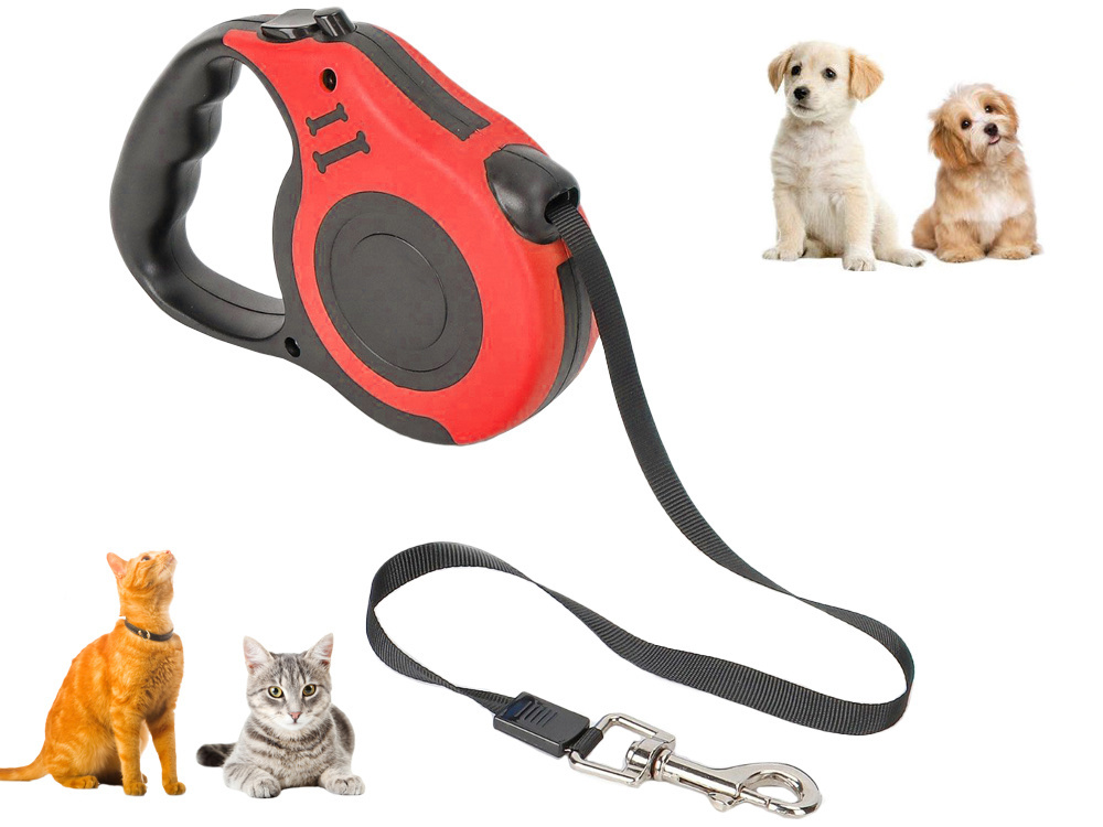 Retractable dog leash with lock, strong and lightweight, 5 m, up to 15 kg (0)