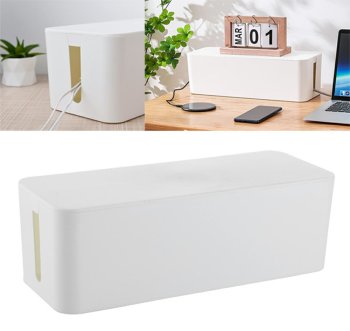 Dustproof Cable Storage and Management Box Cord Organizer, White