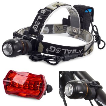 Bailong headlamp with CREE LED, zoom, front bike light, rechargeable