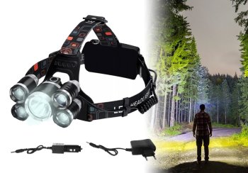 Rechargeable Headlamp Light 5 x LED T6 CREE