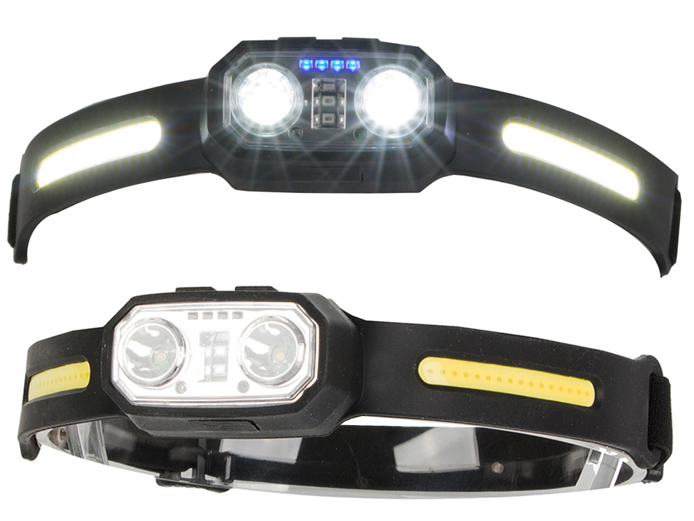 LED headlamp with sensor, rechargeable, COB, black (0)