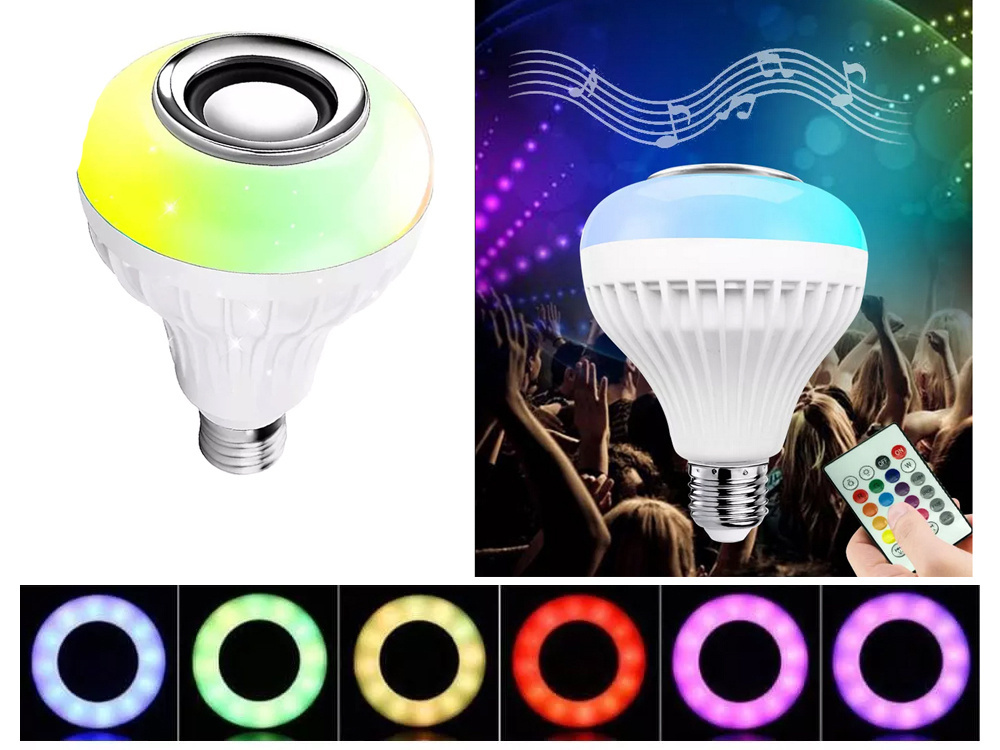 RGB LED Light Bulb E27 with Bluetooth Speaker and Remote (1)