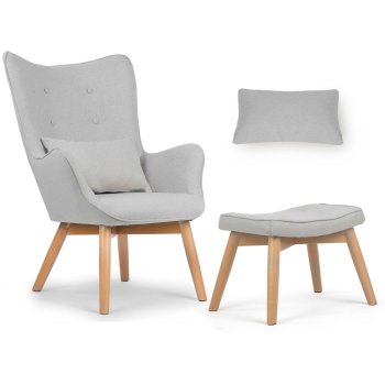 Sofotel Norse Wingback Armchair with Footstool, Light Grey