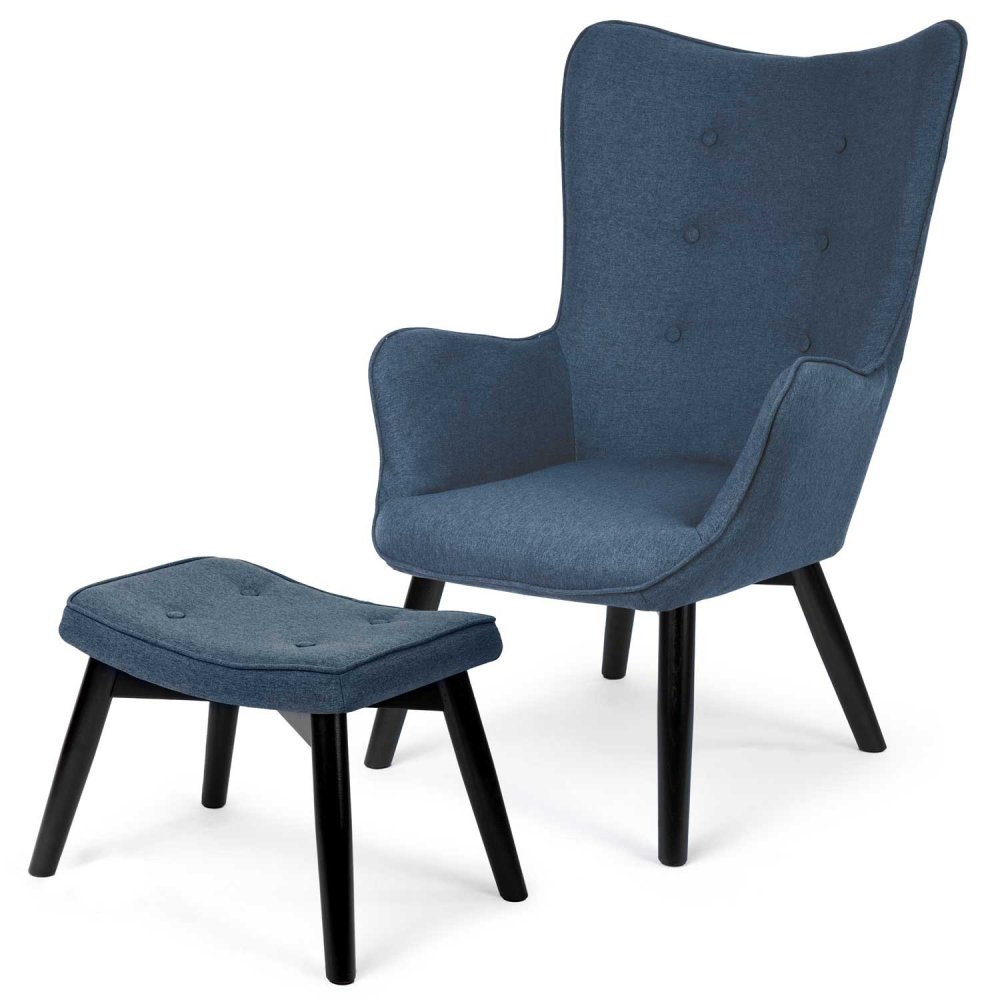 Sofotel Norse Wingback Chair with Footstool, Blue (2)