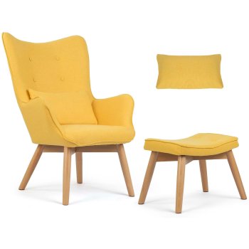 Sofotel Norse Wingback Chair with Footstool, Yellow