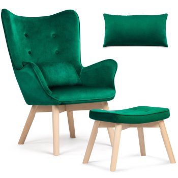 Sofotel Norse Wingback Armchair with Footstool, Dark Green