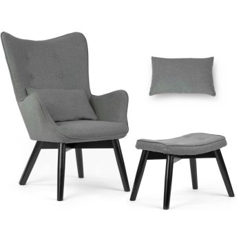 Sofotel Norse Wingback Armchair with Footstool, Grey