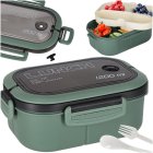Bento Lunch Box with Compartments and Cutlery 1200ml, Green