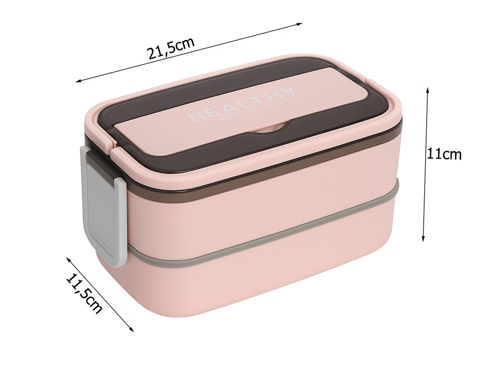 Bento Lunch Box with Compartments XXL, 2 Tier Stackable Meal Prep Container with Utensils, pink (3)