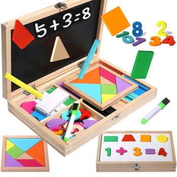 Double-Sided Magnetic Whiteboard & Chalkboard Math Learning Set Jhtoy-242
