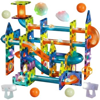 Magnetic Tiles Marble Run 110-Piece Set with LED Lights STEM Building Toy 25766