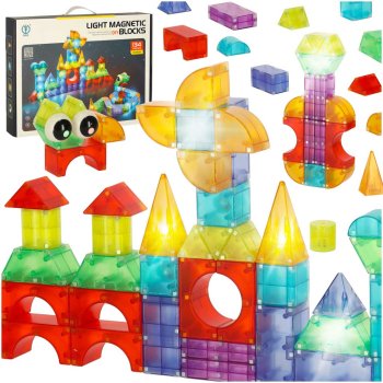 Light-Up Magnetic Tiles Building Blocks Set 3D Construction Toy 134 Pcs