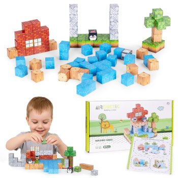 Magnetic Blocks Building Cubes for Kids 87 Piece STEM Construction Toy Set