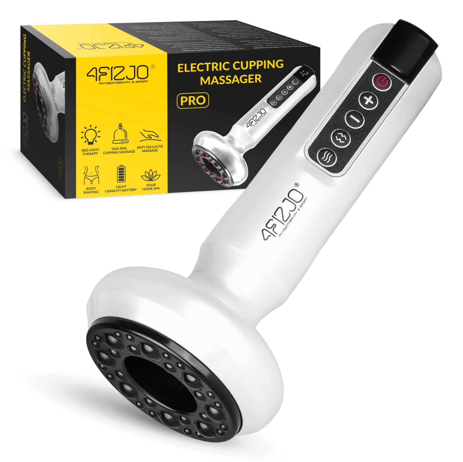 Electric Chinese Cupping Therapy Device PRO 4FIZJO Anti-Cellulite, White