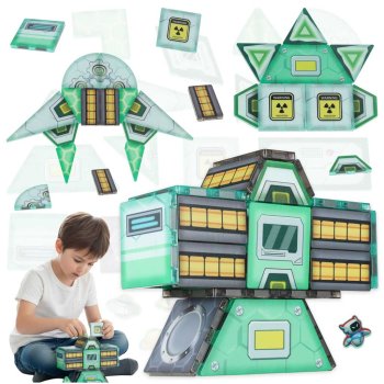 Magnetic Blocks Space Station Building Set 108 Pieces STEM Educational Toy for Kids