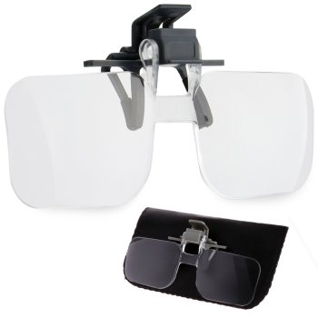Clip-on Magnifier for Glasses, 2x Magnification for Reading & Hobbies