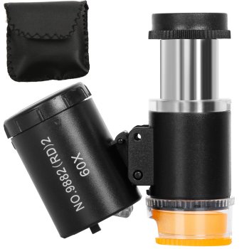 60x Pocket Microscope with LED and UV Light
