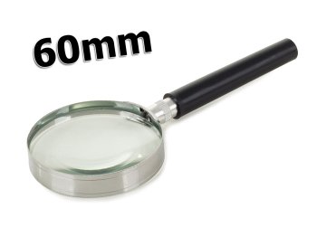 Classic Handheld Magnifying Glass 60mm with Metal Frame, Silver-Black