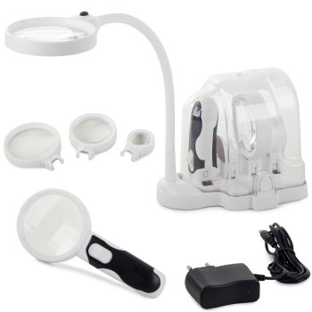 2-in-1 Desk Magnifier with LED Light & 3 Interchangeable Lenses