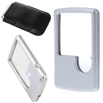 Pocket Magnifier with LED Light 3x 6x for Reading & Hobbies, Silver