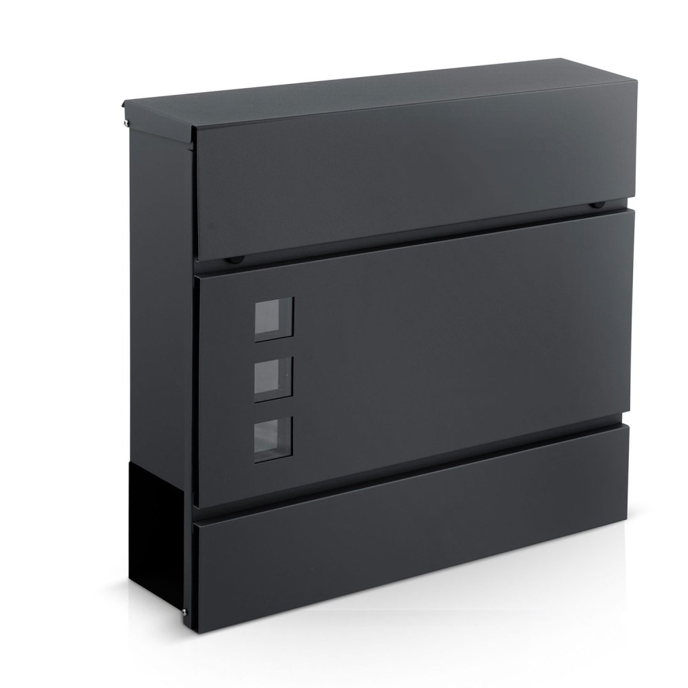 Humberg Wall-Mounted Mailbox with Newspaper Holder HM-863, 37x37x10.5 cm, Anthracite (0)