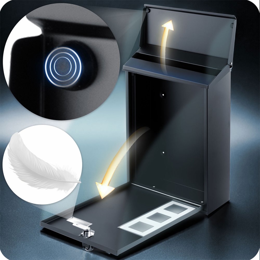 Humberg Wall-Mounted Mailbox HM-864, 39x25.5x12 cm, Black (3)