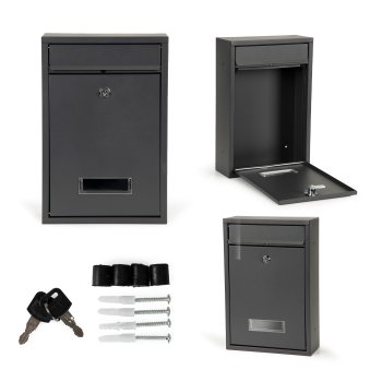 ModernHome Galvanized Steel Wall Mount Mailbox HPB006, Anthracite