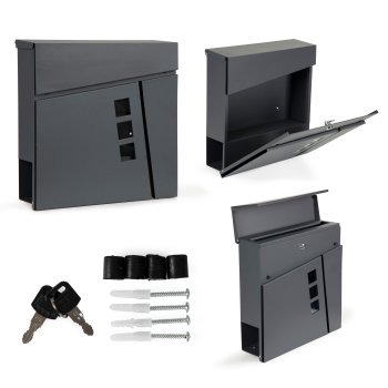 ModernHome Wall Mount Mailbox with Newspaper Holder Galvanized Steel, Anthracite