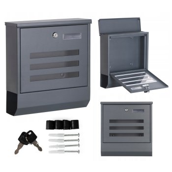 Wall-Mounted Mailbox with Newspaper Holder ModernHome, Galvanized Steel, Anthracite