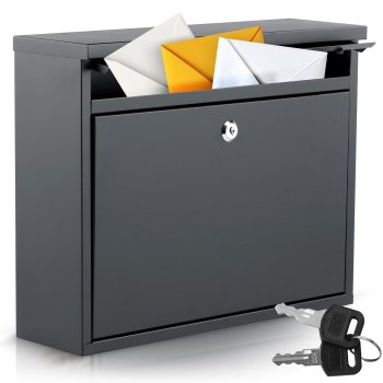 Humberg Wall Mount Locking Mailbox HM-860, 37.5x30.5x12 cm, Black